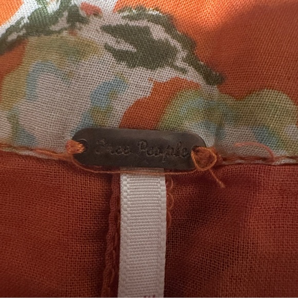 Free People Orange and Pink Floral Linen Skirt - Picture 5 of 5